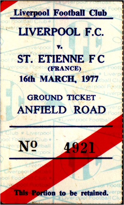 Ticket du match opposant l'ASSE  Liverpool